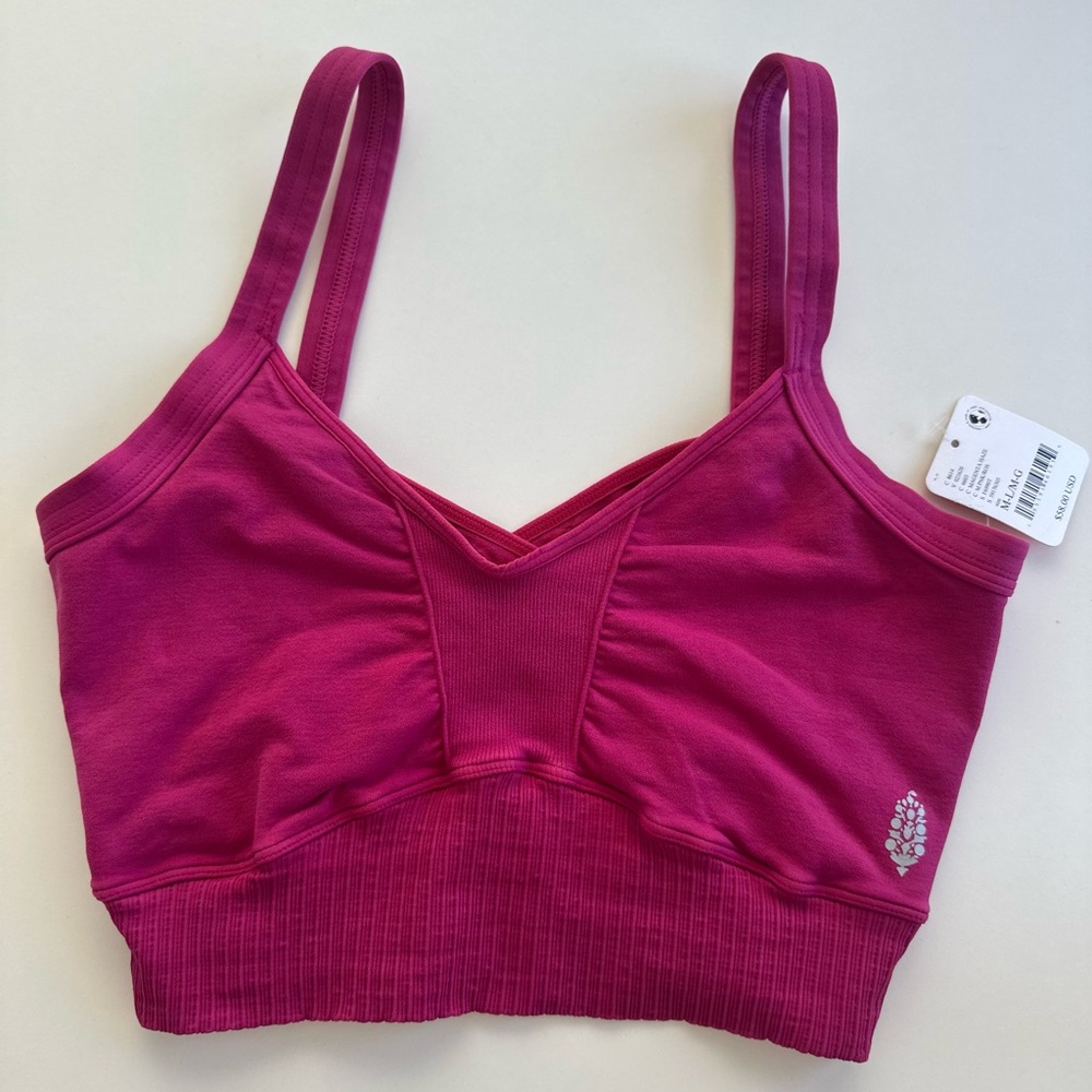 NWT - FP Movement by Free People - Good Karma Scoop Neck Bra magenta haze sz M-L